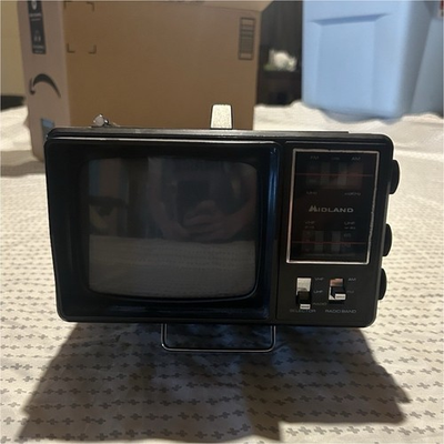 #ad #ad Midland 15 170 Vintage Portable TV Radio Battery Operated and or plug in Black $35.00