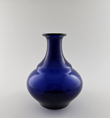 Biedermeier - Nachtflasche mit Rippenbecher, kobaltblau. 1.H.19.Jh. - Picture 4 of 9