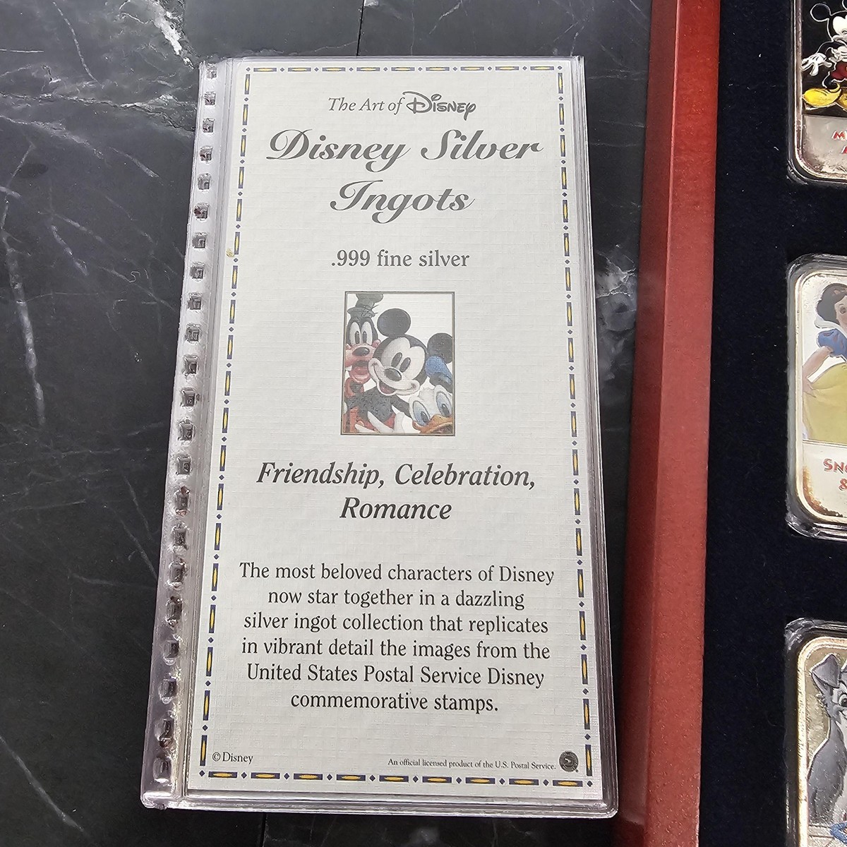 Disney 12oz 999 Silver Ingot Bar Enamel Box Set Mickey Mermaid