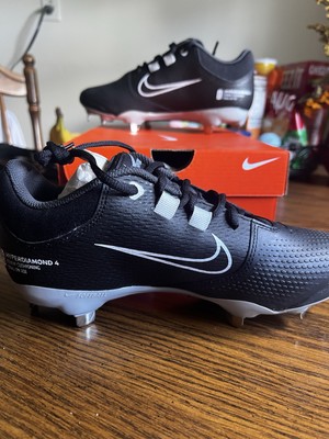 Nike Hyperdiamond 4 Pro Women's Softball Cleats Black/White Size 7.5