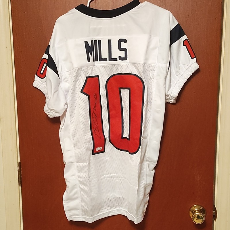 Davis Mills Houston Texans Signed #10 White Football Jersey NFL XL beckett COA