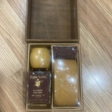 VTG English Leather Wooden Box Lotion 4 Oz & Soap Gift Set Made In USA