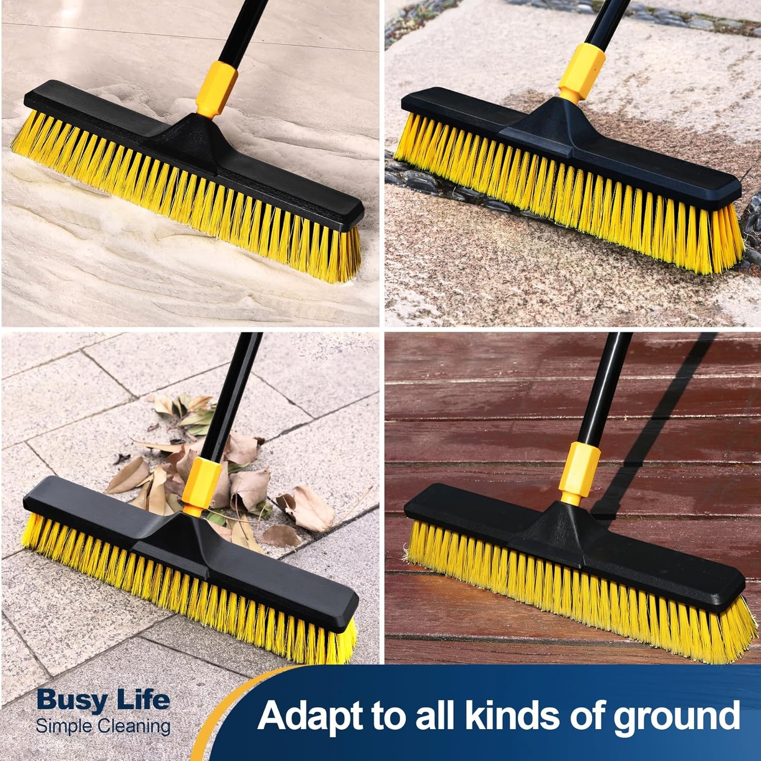 Yocada 18 Inch Push Broom Heavy-Duty Outdoor Commercial Black, Yellow 