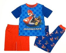 Super Mario Kart Boy's 3-Piece Short-Sleeved Character Pajama Set, Size M 8