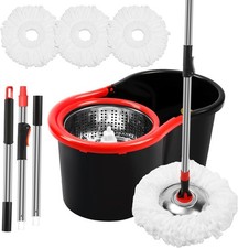 Spin Mop and Bucket with Wringer Set, 360  Spinning Mop Bucket System with 3 Mic