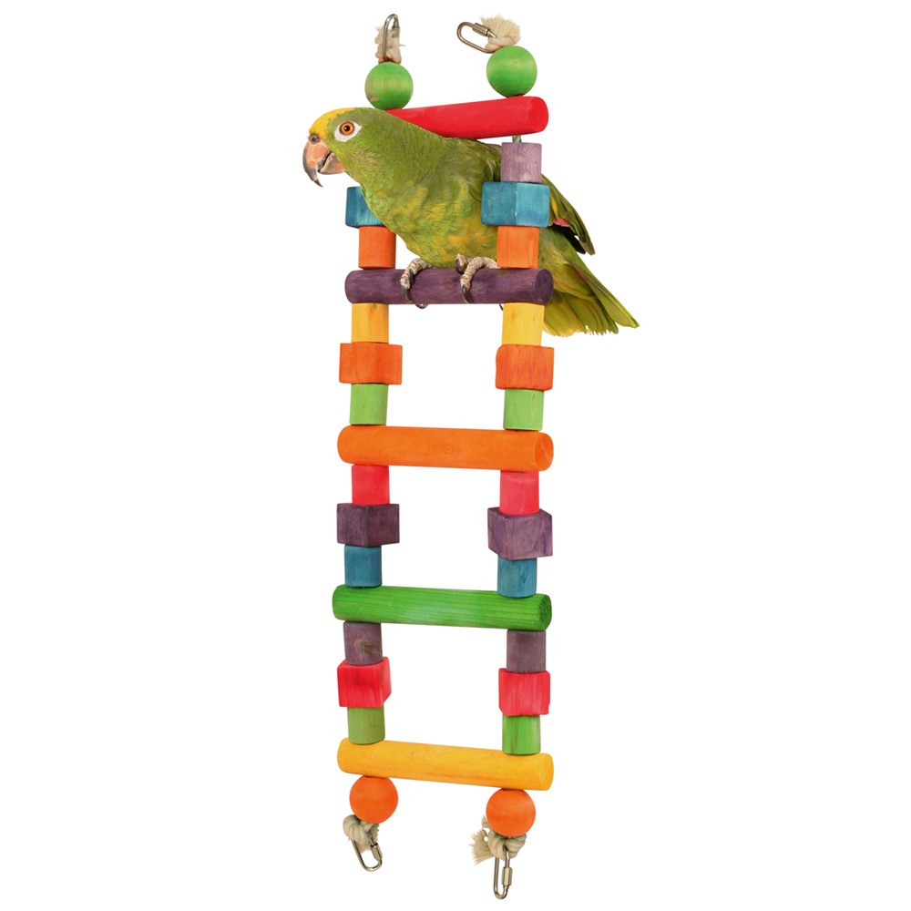 Rainbow Wooden Parrot Ladder Small African Grey Amazon Cockatoo Conure Macaw
