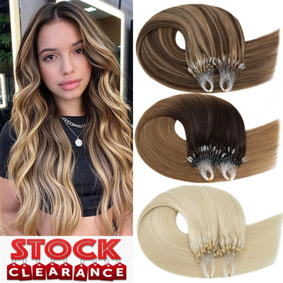 200 Strähnen Microring Loop Remy Echthaar Haarverlängerung Extensions Ombre Dick