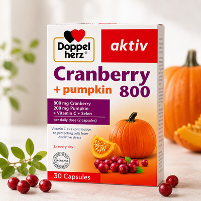 Doppelherz Nahrungsergänzungsmittel mit Cranberry & Kürbis Harnwegsunterstützung 30 Kapseln