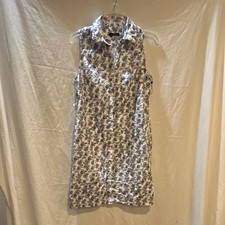 Tommy Hilfiger White/Blue Floral Shirt Dress Collared Sleeveless Knee 6