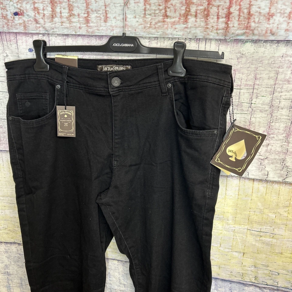 Pantalones de mezclilla Jack Spade No.1 para hombre rectos 38x32 negros elásticos 5 bolsillos NUEVO Foto 2 de 3