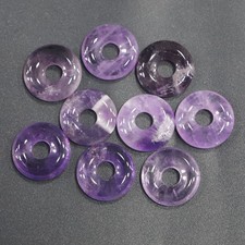 10pcs Natural Amethyst Stone Large Hole Circle Beads Pendants DIY Jewelry 18mm