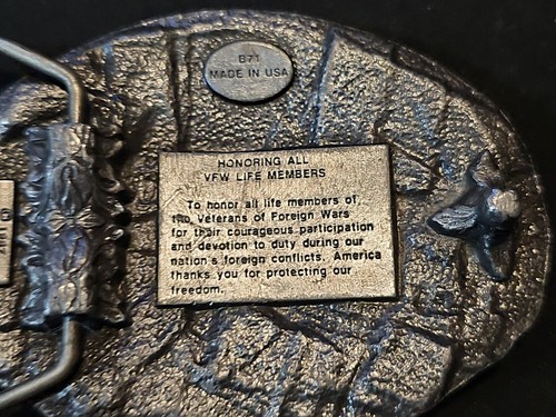 1987 VFW Belt Buckle Siskiyou Veterans of Foreign Wars USA Life Member Vintage - Picture 8 of 10