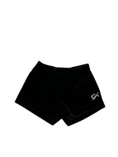 GK Elite SHORTS Leotard BLACK Velvet Velour Gymnastics MINI Bar CHEER Child AS