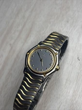 Ebel Sport Wave 166901 18K Bezel Trim Steel Ladies Swiss Quartz Watch 23MM Gray