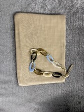 Cream Evening Clutch Faux Alligator Leather with Beautiful Charm Size Medium