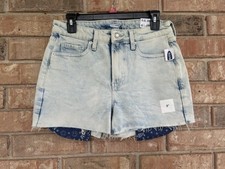 Old Navy Women  s 6 Jean Shorts Light Wash Denim High Rise OG Straight Raw Hem