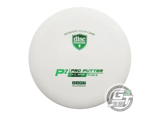 USED DiscMania D-Line Flex 2 P2 173g White Green Foil Putter Golf Disc