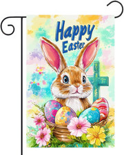 Easter Garden Flag 12X18 Inch Double Sided Watercolor Bunny Yard Flags Decoratio