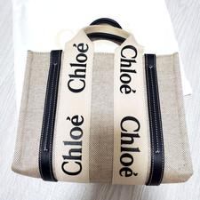 Borsa piccola Chloe Woody, tela/pelle, autentica
