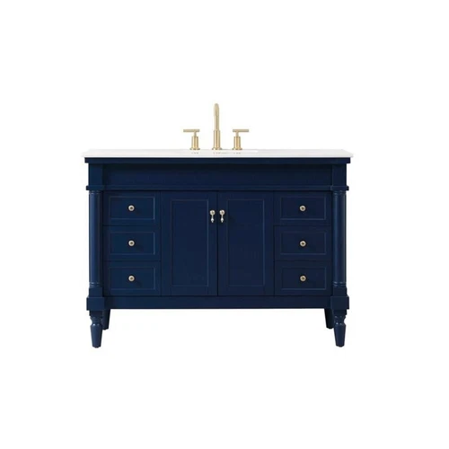 Elegant Decor Lexington 48" Solid Wood Single Bathroom Vanity in Blue - Picture 3 of 8