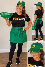 Adult Halloween Costume Subway Uniform Cap Apron Basket FAST SHIPPING funny NEW