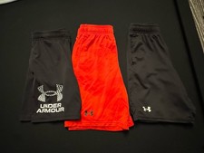  3 Pair Under Armour Shorts, Boys Size Youth Large 1 Red Pair 2 Black Pair