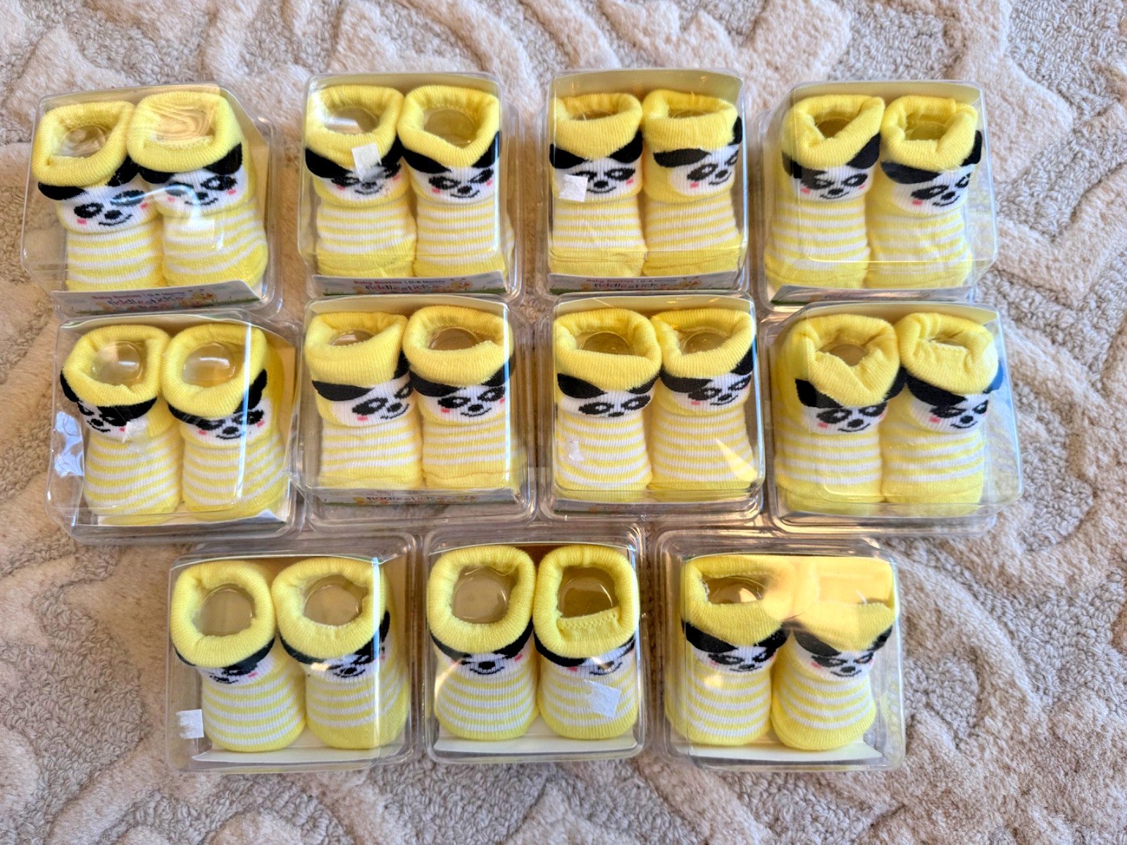 Lot 11 Baby Booties 0-6 months Fiddlesticks Panda Bear Yellow Unisex Sox Shoes