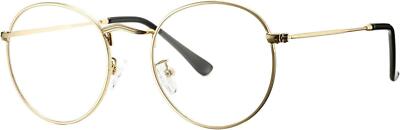 Montura Clasica Redonda Metal Con Lentes Transparentes Unisex Gafas Circulares