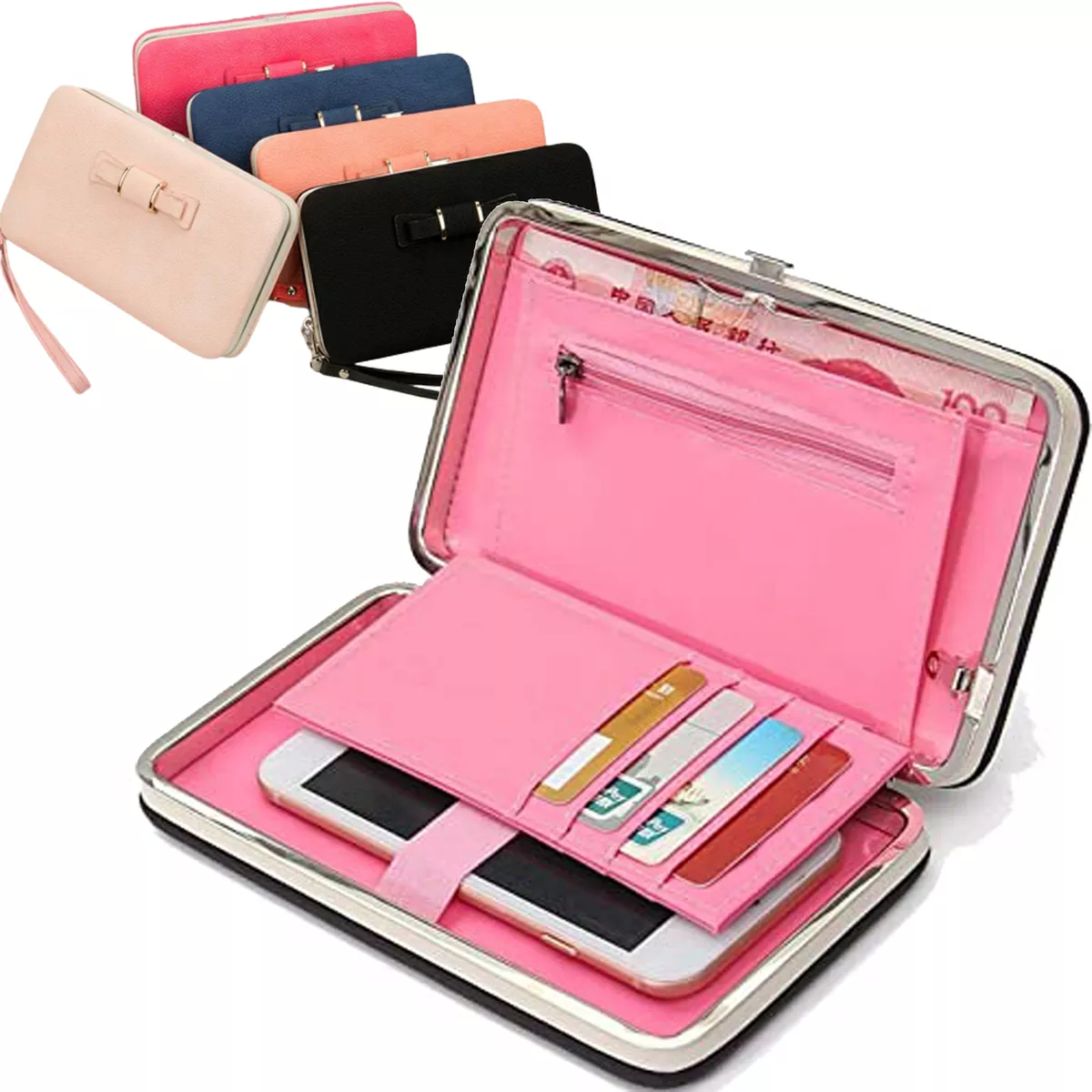 Womens Bowknot Wallet Long Purse Phone Card Holder Clutch Large Capacity Pocket