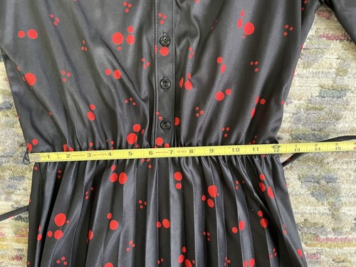 Vintage Pleated Secretary Dress Sear The Fashion Place Size 12 Black With Red - Picture 8 of 9
