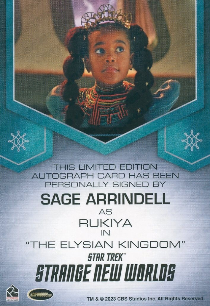 VL Star Trek Strange New Worlds S1 Autograph card of Sage