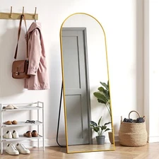 64"×21" Arched Body Length Mirror for Home Wall Decor Floor with Stand Gold