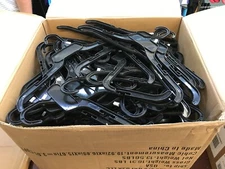 Lot of 60 Black Plastic Adult Clothes Hangers 17" wide **FREE SHIPPING" 