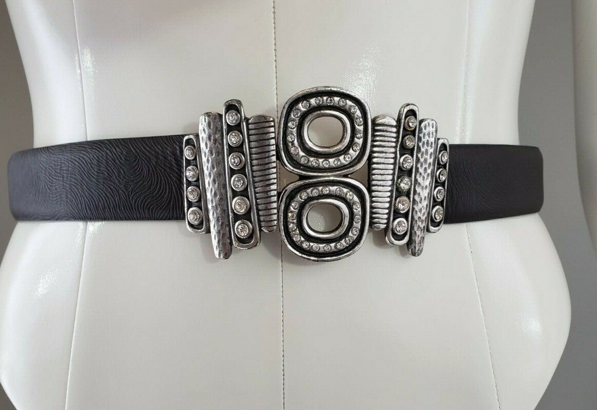 Chicos brown Leather Belt With rhinestone Buckle Size S/M  display picture 2