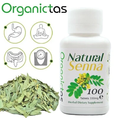 ORGANICTAS Natural Senna 100 Tablets Max Strength Colon Cleanse, Detox, Weightloss Support