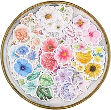 Flower Stickers Set (360 Pieces) - Decorative Colorful Assorted Floral Sticker f