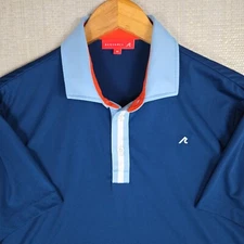REDVANLY Mens Size Medium Cutaway Collar Polo Shirt Blue Golf Casual Short Slv