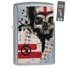 Zippo 29856 Trash Polka Tattoo Skull Street Chrome Finish Lighter + FLINT PACK