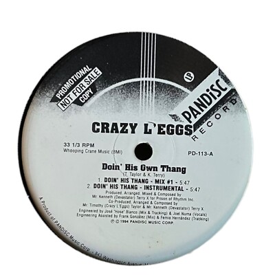 Crazy L'eggs - Doin His Own Thang (VG+) 12” Promo Vinyl Record LP