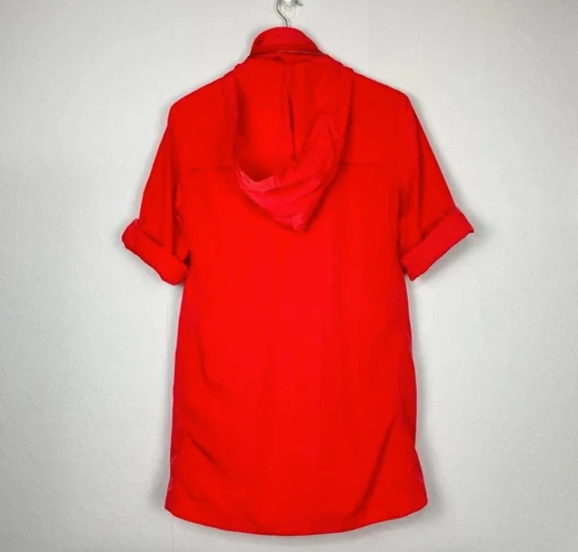 Ali Ro Red Anorak Jacket Rain Coat 3/4 Sleeve Removable Hood Womens Sz 0 $275 - Image 3 of 4
