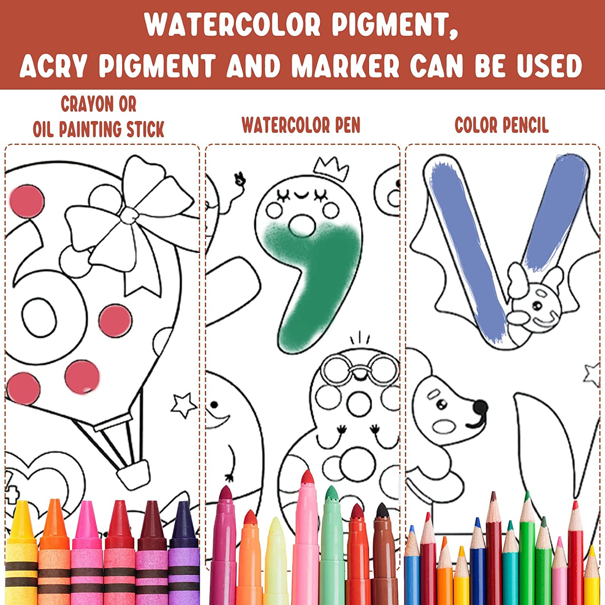 Sikweny Rollo De Papel Para Pintar De 3m | Papel Continuo Blanco Autoadhesivo Para Acuarela Y Manualidades Con Libros De Agua Para Niños Pequeños, Ideal Para Garabatear Y Crear En Familia, Set Creativo DIY De Dibujo Escolar