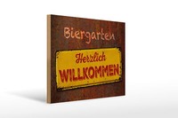 Holzschild Spruch 40X30 Cm Biergarten Herzlich Willkommen Deko Schild