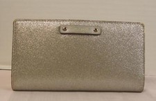 Kate Spade New York Silver Glitter Inside Snap Bi Fold Bill Card Case NWOT