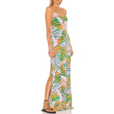 Maaji Slip Dress Maxi Women Large Pink Green Vacation Floral Beach Tropical  New