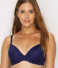 NWT Calvin Klein Sz 32D Seductive Comfort Lace Push Up Demi Bra QF1444 Navy