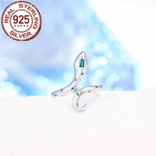 Anello regolabile argento sterling 925 serpente design semplice donna zirconi zirconi gioielli