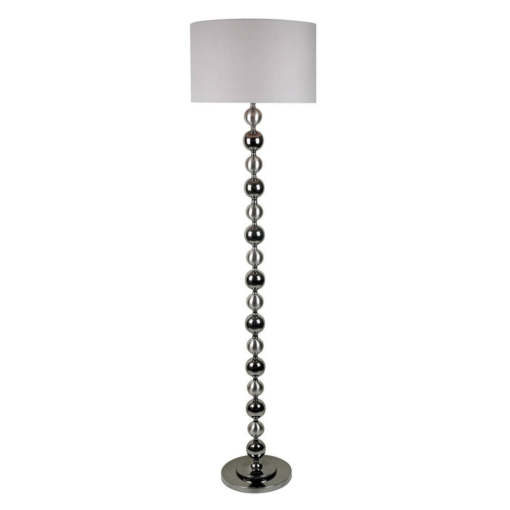 Litecraft Floor Lamp Stacked Ball Base With Grey Shade - Black Chrome Clearance