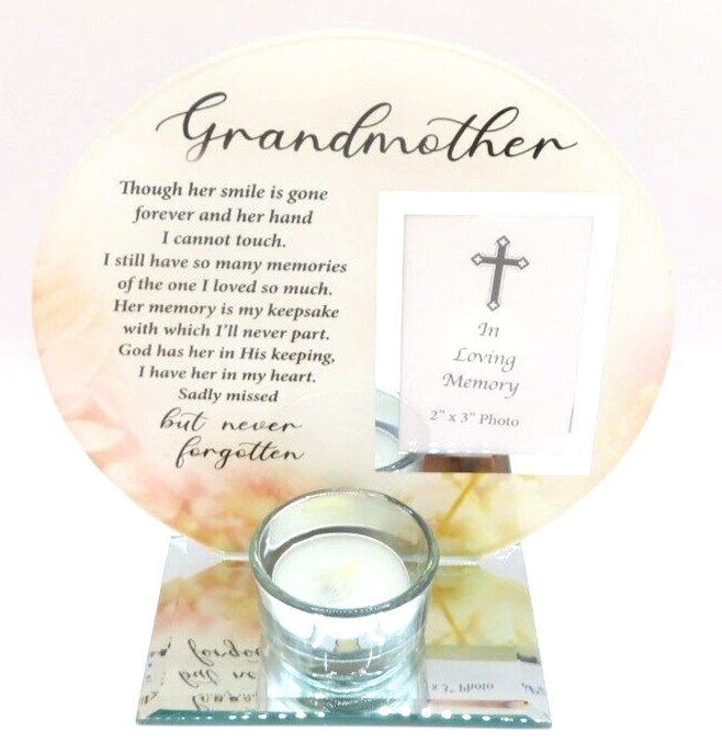 Grandmother Tealight Votive Holder with Memorial Verse Photo Frame 15 CM Grief