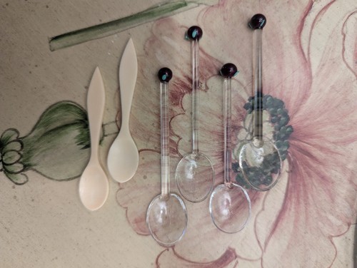 Vintage Miniature Spoons Glass X 4 Other 2 Material Unknown Decor Kitchen 