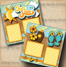 FUN IN THE SUN 2 premade scrapbook pages paper vacation beach DIGISCRAP A0575